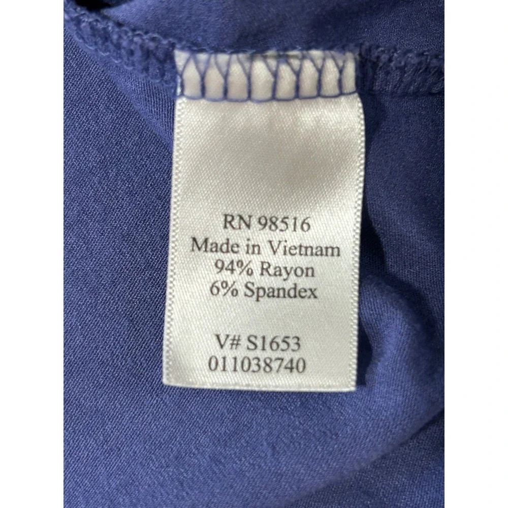 Coldwater Creek Womens Plus 1X Periwinkle Blue Pleated V-Neck Long Sleeve Top